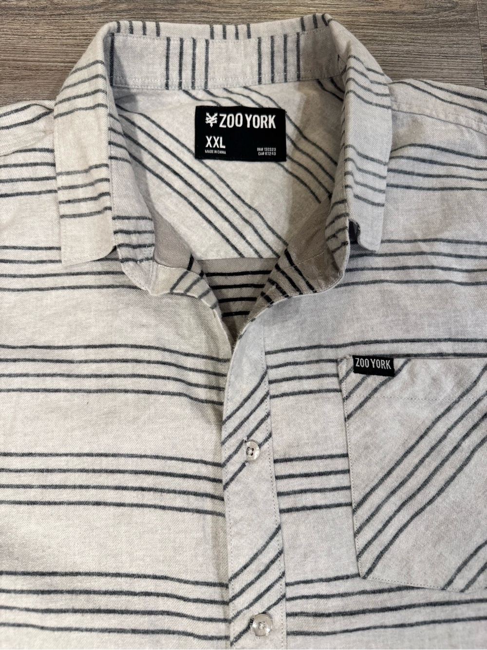Zoo York Men's Cream Striped Button-Up Flannel Shirt